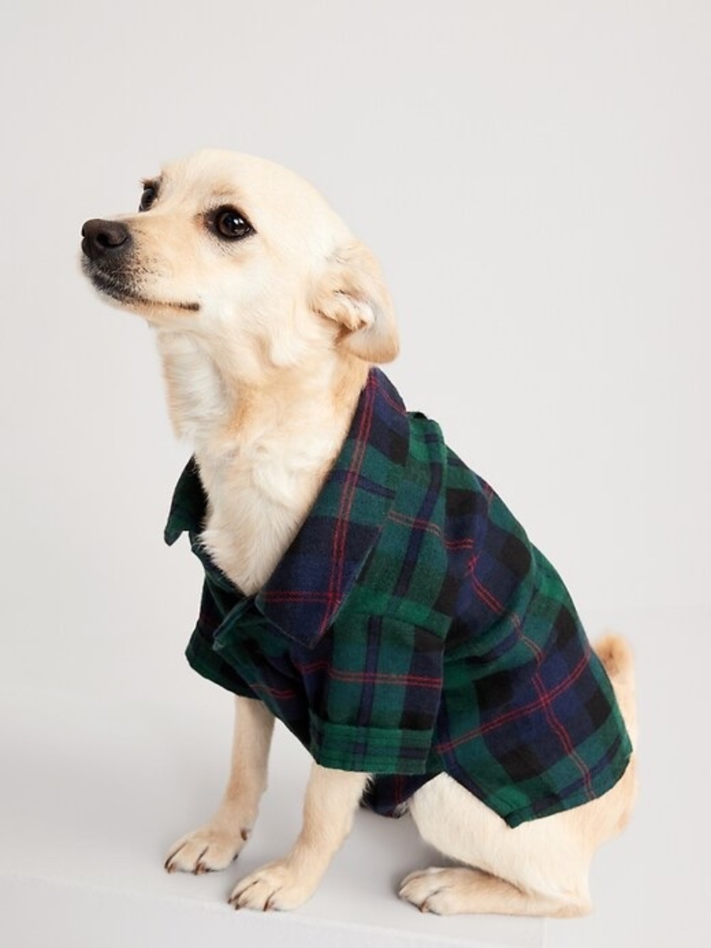 Old Navy‎ Flannel Plaid Dog Shirt in Green and Navy Size Large